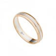 Alianza de oro 18K en 4mm media caña bicolor oro rojo en brillo y oro blanco esmeril