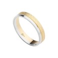 Alianza de oro 18K en 4mm plana de oro amarillo diamantado y oro blanco en brillo