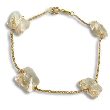 Pulsera de oro con mariposas de cristal de Swarovski amarillo claro