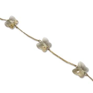 Pulsera de oro con mariposas de cristal de Swarovski amarillo claro