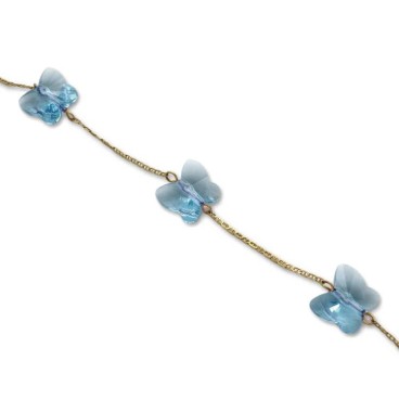 Pulsera de oro con mariposas de cristal de Swarovski celeste