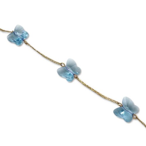 Pulsera de oro con mariposas de cristal de Swarovski celeste