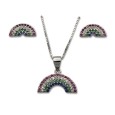 Conjunto arcoiris en plata y circonitas de colores