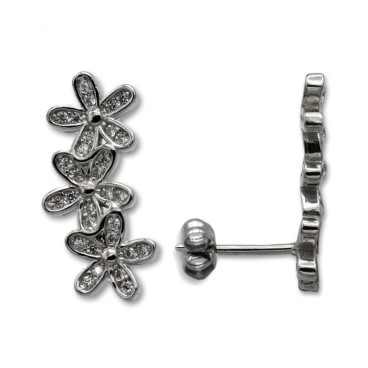 Pendiente de plata  trepador de flores con circonitas