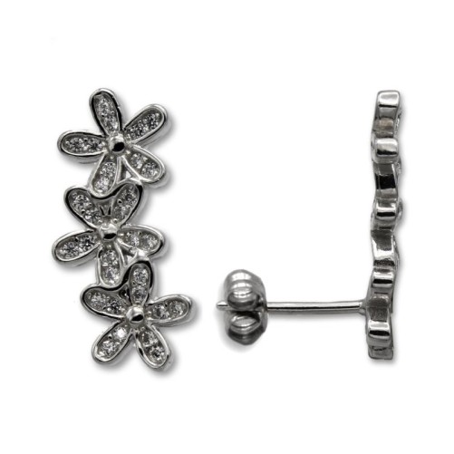 Pendiente de plata  trepador de flores con circonitas