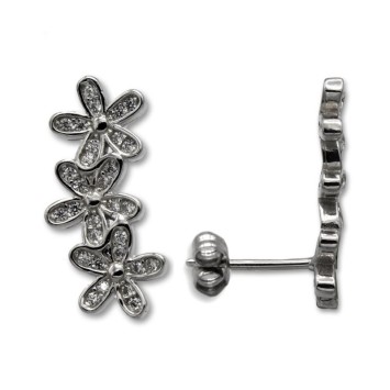 Pendiente de plata  trepador de flores con circonitas