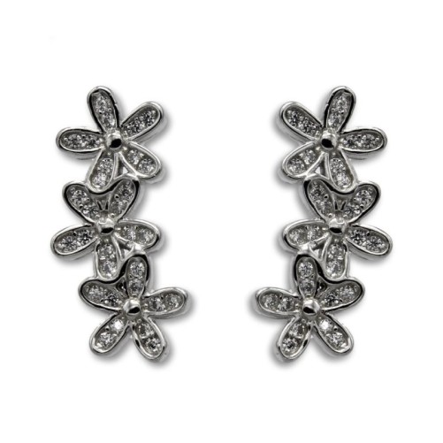 Pendiente de plata  trepador de flores con circonitas