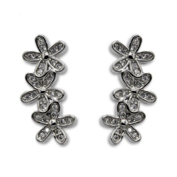Pendiente de plata  trepador de flores con circonitas