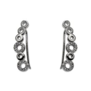 Pendiente de plata  trepador de circulo con circonitas