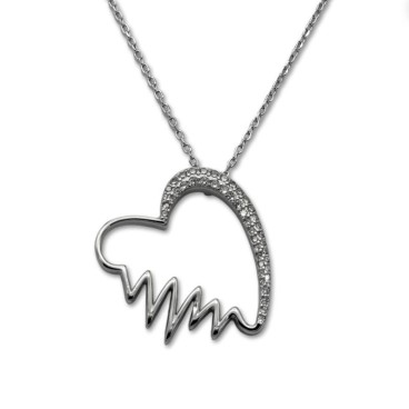 Gargantilla en plata de corazon y latido