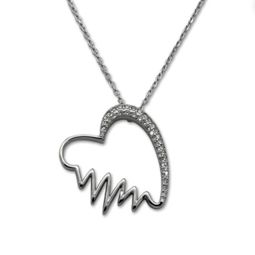 Gargantilla en plata de corazon y latido