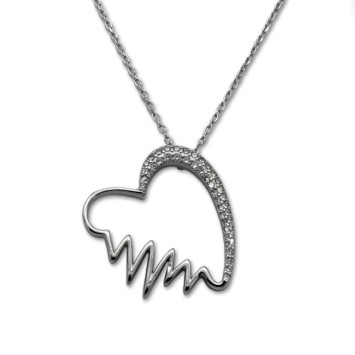 Gargantilla en plata de corazon y latido