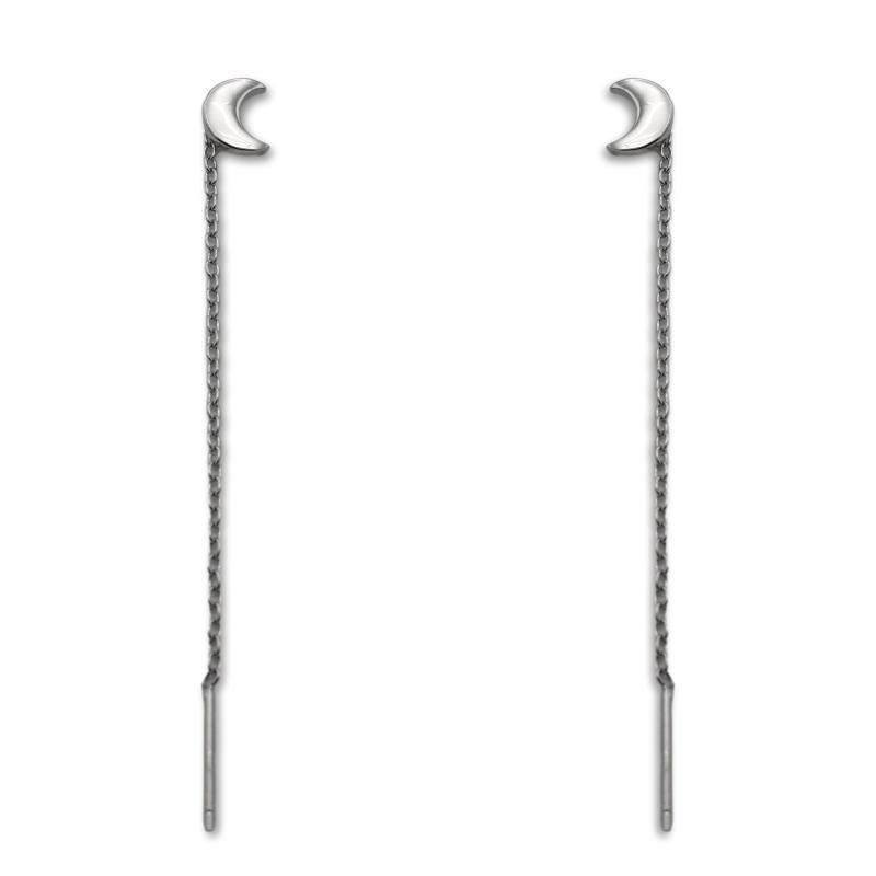 Pendiente de plata de ley de media luna con cadena Pendiente de plata de ley de media luna con cadena