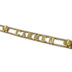Pulsera de oro con nombre Carmen y dos elefantes
