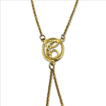 Pulsera de dedo en oro letra C con circonitas