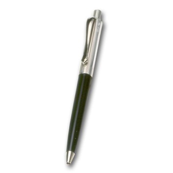 Bolígrafo de plata de 1ª Ley y resina negra con cuerpo de acero inox.