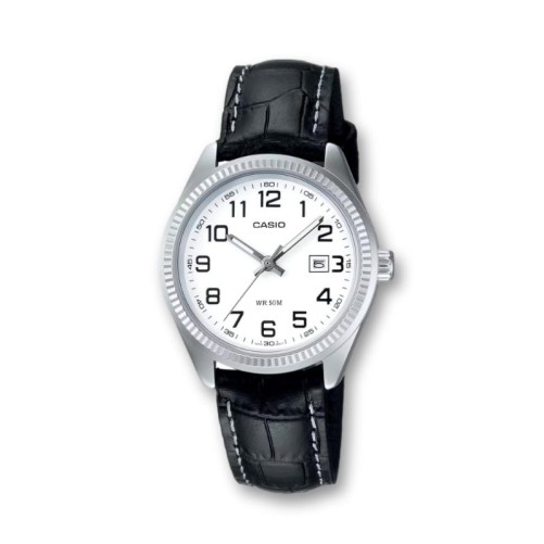 Reloj de acero y piel galloneado para mujer Casio