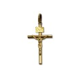Cruz de oro palos redondos con cristo plano mediana 1.75mm