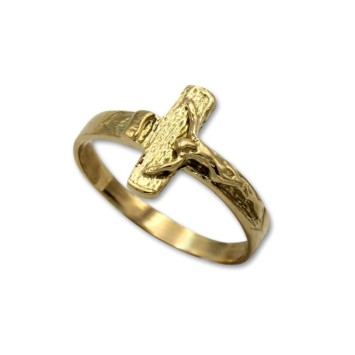 Anillo de oro con cruz y cristo