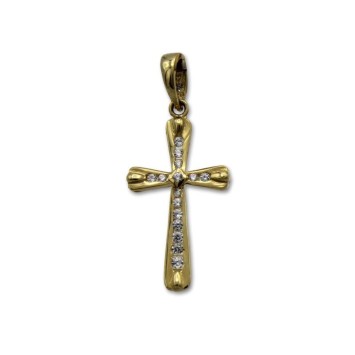 Cruz de oro 18k con circonitas