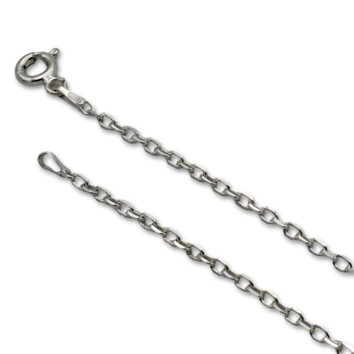 Cadena de plata forzada redonda de 2 mm