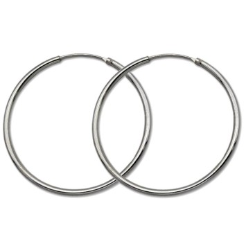 Pendiente de plata aro redondo diametro 50mm de 2mm
