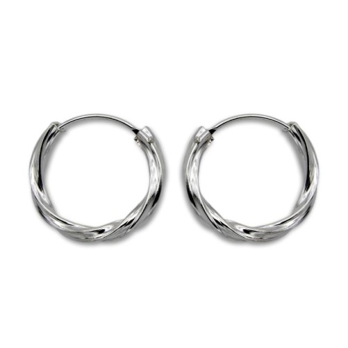 Pendiente de plata aro redondo trenzado 16mm