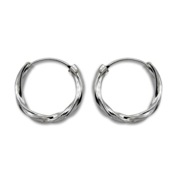 Pendiente de plata aro redondo trenzado 16mm