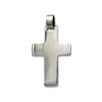Cruz de plata plana lisa