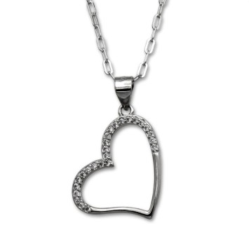 Gargantilla en plata de ley de un corazón con circonitas