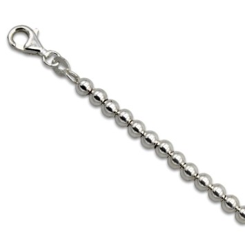 Pulsera de plata de ley de bolas 4 mm