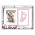 Marco de foto infantil para huellas tren rosa 21x27