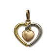 Colgante de oro de un corazón doble tricolor Colgante de oro de un corazón doble tricolor