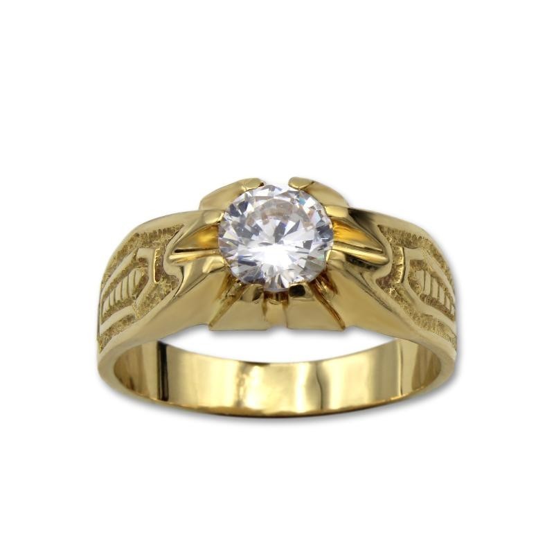Solitario para hombre en oro con circonita y ocho garras