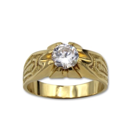 Solitario para hombre en oro con circonita y ocho garras