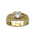 Solitario para hombre en oro con circonita y ocho garras