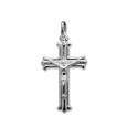 Cruz de plata plana con cristo en relieve