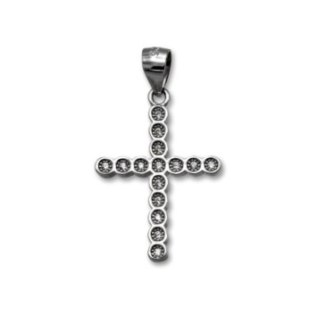 Colgante de plata de una cruz con circonitas