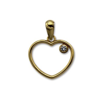 Colgante  de oro corazon y circonita