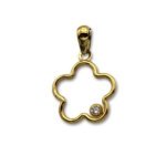 Colgante de oro flor con circonita