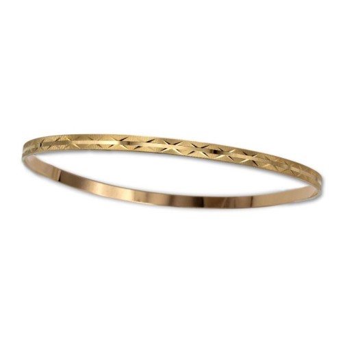 Pulsera de oro aro plano tallado