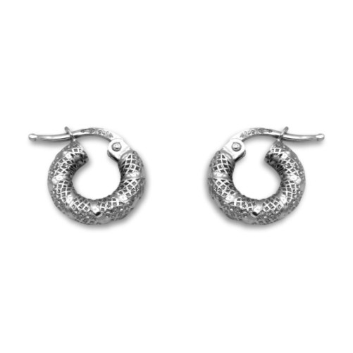 Pendiente aro redondo 12 mm de oro blanco