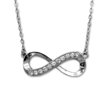 Gargantilla en plata de un infinito con circonitas