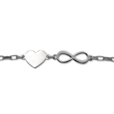 Pulsera de plata con infinito y corazón