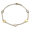 Pulsera de oro con estrellas con nácar y lisas con brillo