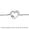 Pulsera en plata de corazon doble