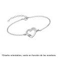 Pulsera en plata de corazon doble