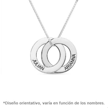 Colgante de plata personalizado de dos circulos calados