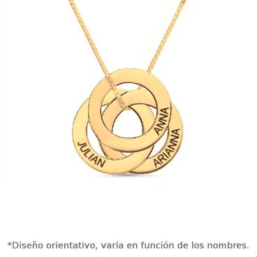 Colgante de plata chapado en oro personalizado de tres circulos calados