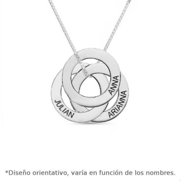 Colgante de plata personalizado de 3 circulos calados